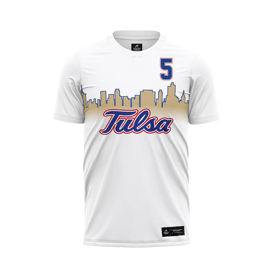 Tulsa - NCAA Men's Soccer : Luc Achermann - White Soccer Jersey-0