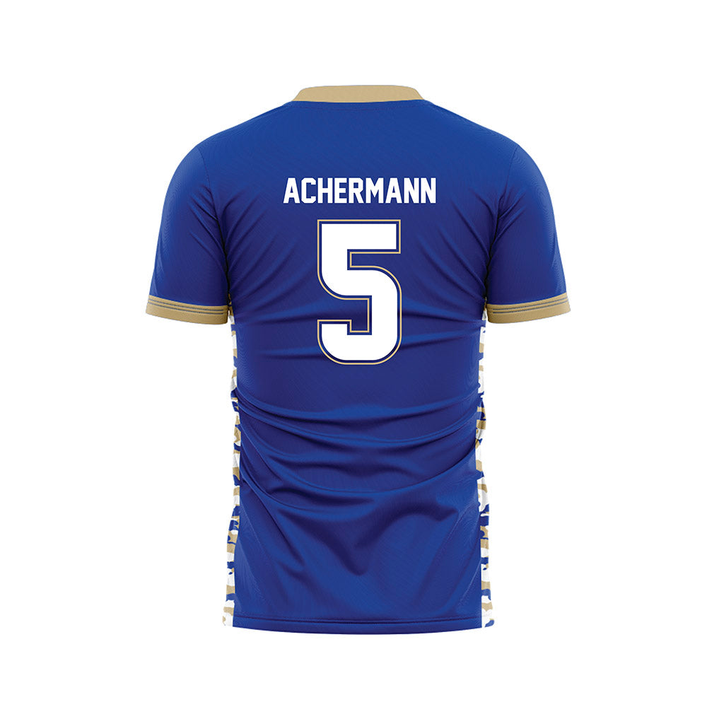 Tulsa - NCAA Men's Soccer : Luc Achermann - Blue Soccer Jersey-1