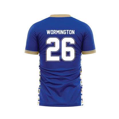 Tulsa - NCAA Men's Soccer : Trajan Wormington - Blue Soccer Jersey-1