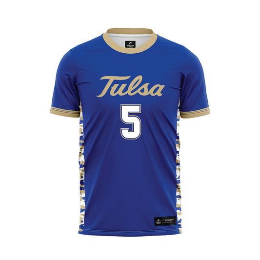 Tulsa - NCAA Men's Soccer : Luc Achermann - Blue Soccer Jersey-0