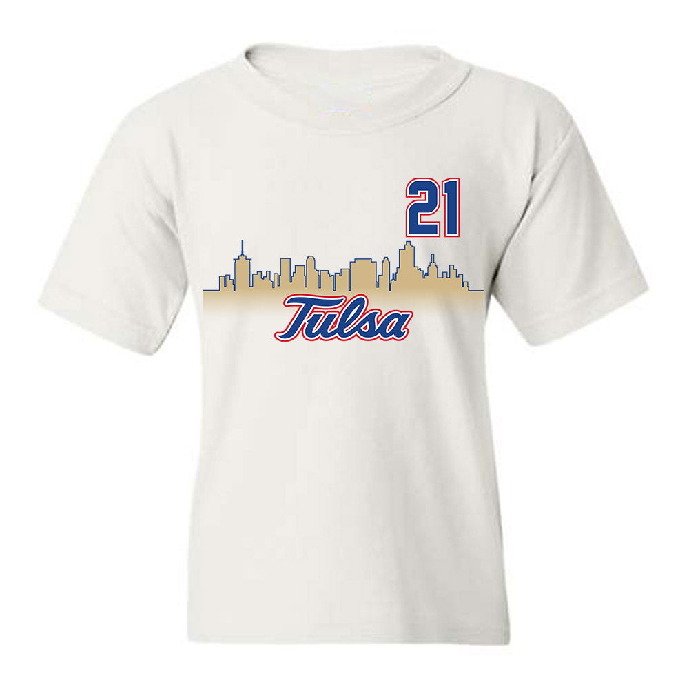 Tulsa - NCAA Men's Soccer : Aimar Membrila - White Youth T-Shirt