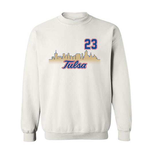 Tulsa - NCAA Men's Soccer : Juan Camilo Mancilla Vargas - White Crewneck Sweatshirt