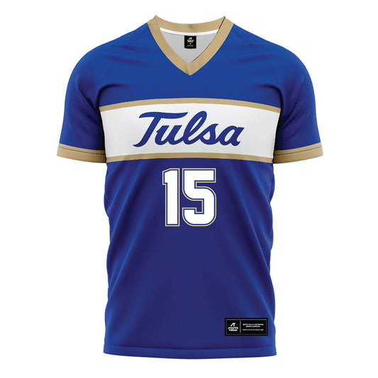 Tulsa - NCAA Women's Soccer : Maggie SymSmith - Blue Soccer Jersey-0