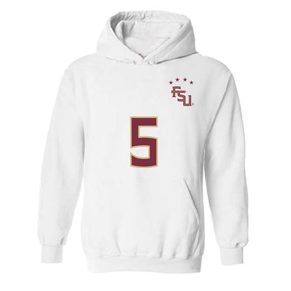 FSU - NCAA Women's Soccer : Giana Riley - White Replica Shersey Hooded Sweatshirt