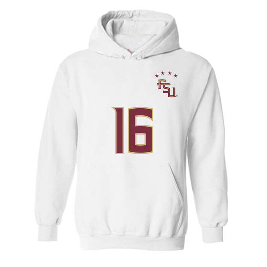 FSU - NCAA Women's Soccer : Sophia Nguyen - White Replica Shersey Hooded Sweatshirt