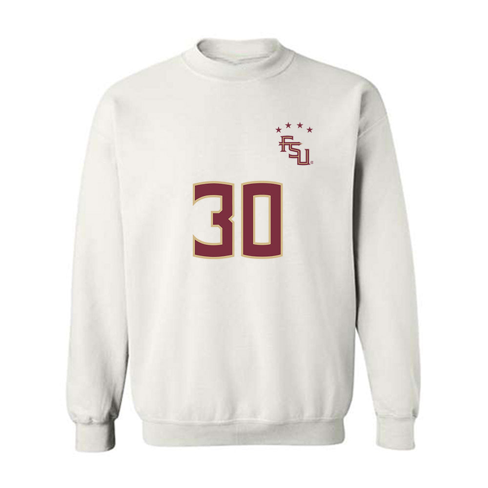 FSU - NCAA Women's Soccer : Ashlyn Puerta - White Replica Shersey Crewneck Sweatshirt