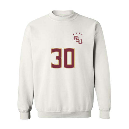 FSU - NCAA Women's Soccer : Ashlyn Puerta - White Replica Shersey Crewneck Sweatshirt