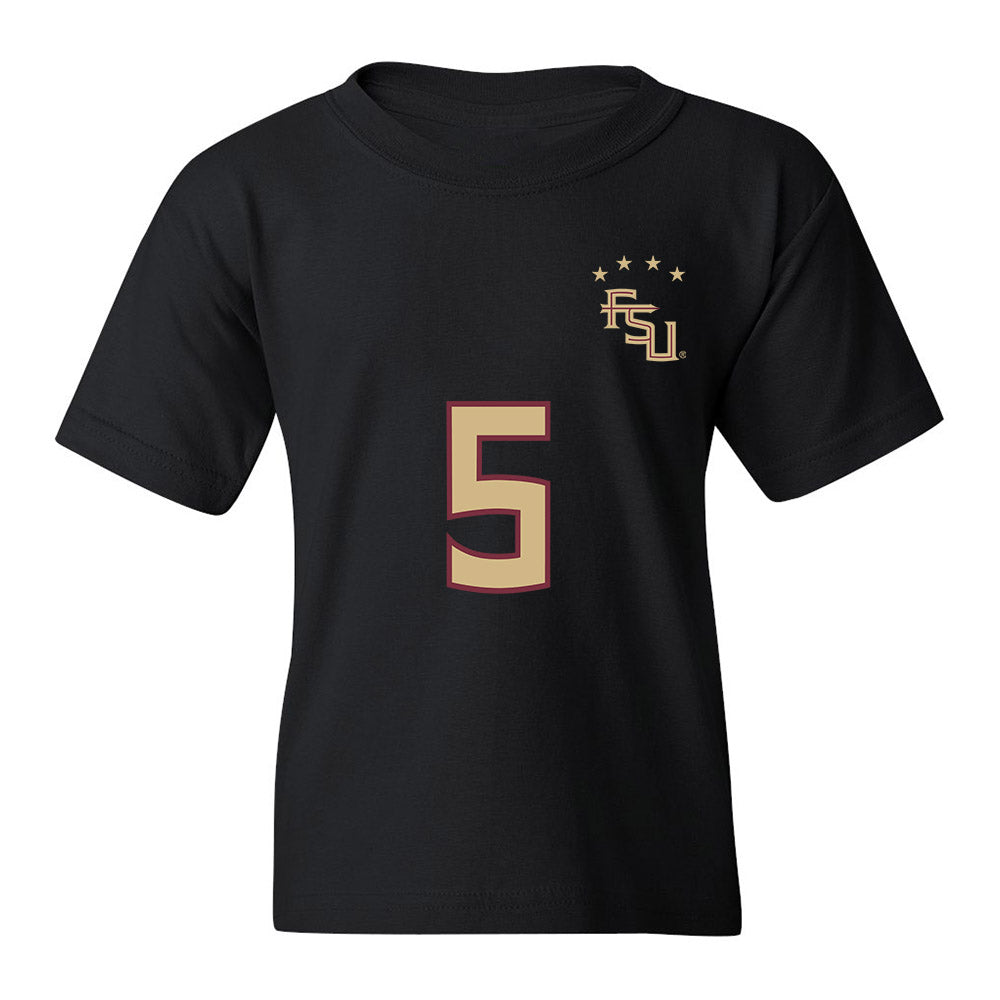 FSU - NCAA Women's Soccer : Giana Riley - Black Replica Shersey Youth T-Shirt