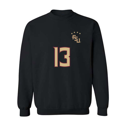 FSU - NCAA Women's Soccer : Mya Brandon - Black Replica Shersey Crewneck Sweatshirt-0