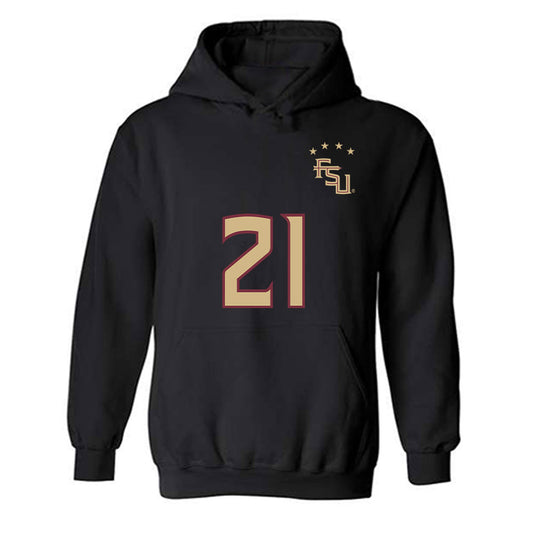 FSU - NCAA Women's Soccer : Nawreen Ahmad - Black Replica Shersey Hooded Sweatshirt-0
