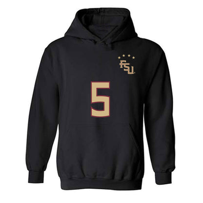 FSU - NCAA Women's Soccer : Giana Riley - Black Replica Shersey Hooded Sweatshirt