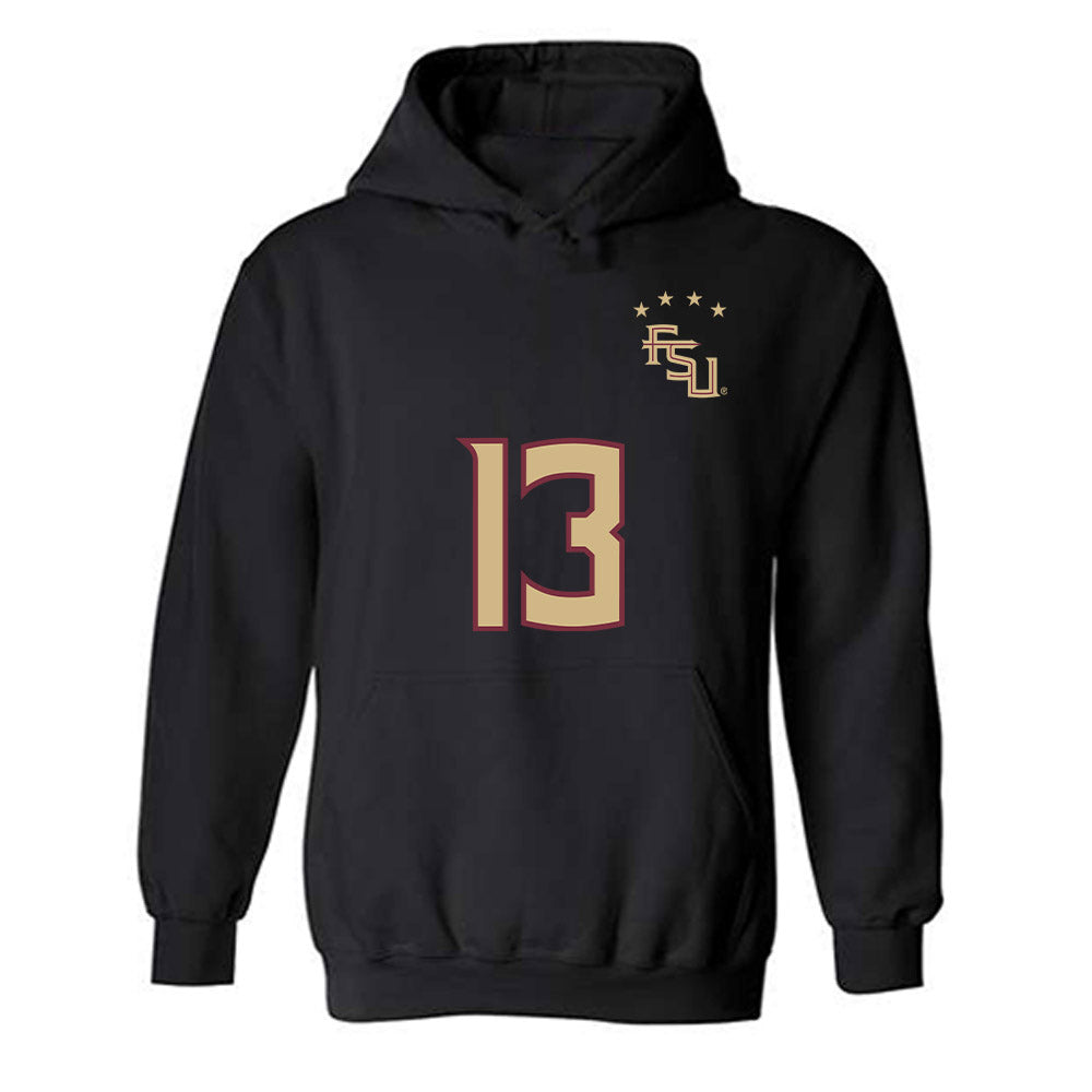 FSU - NCAA Women's Soccer : Mya Brandon - Black Replica Shersey Hooded Sweatshirt-0