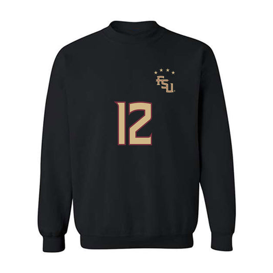 FSU - NCAA Women's Soccer : Nina Norshie - Black Replica Shersey Crewneck Sweatshirt