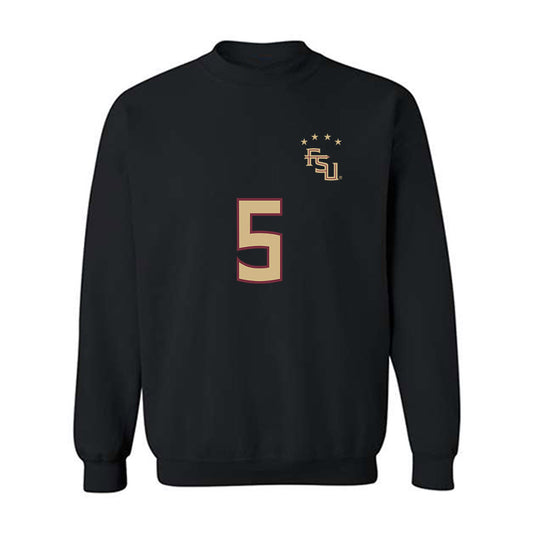 FSU - NCAA Women's Soccer : Giana Riley - Black Replica Shersey Crewneck Sweatshirt