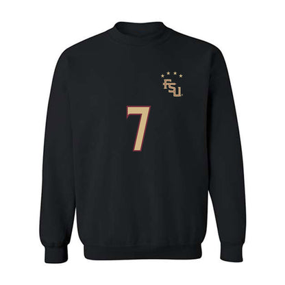 FSU - NCAA Women's Soccer : Ran Iwai - Black Replica Shersey Crewneck Sweatshirt