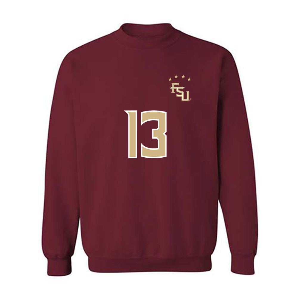 FSU - NCAA Women's Soccer : Mya Brandon - Garnet Replica Shersey Crewneck Sweatshirt-0