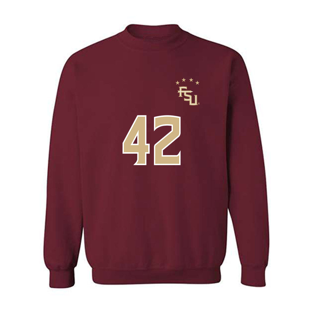 FSU - NCAA Women's Soccer : Wrianna Hudson - Garnet Replica Shersey Crewneck Sweatshirt