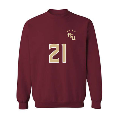 FSU - NCAA Women's Soccer : Nawreen Ahmad - Garnet Replica Shersey Crewneck Sweatshirt-0