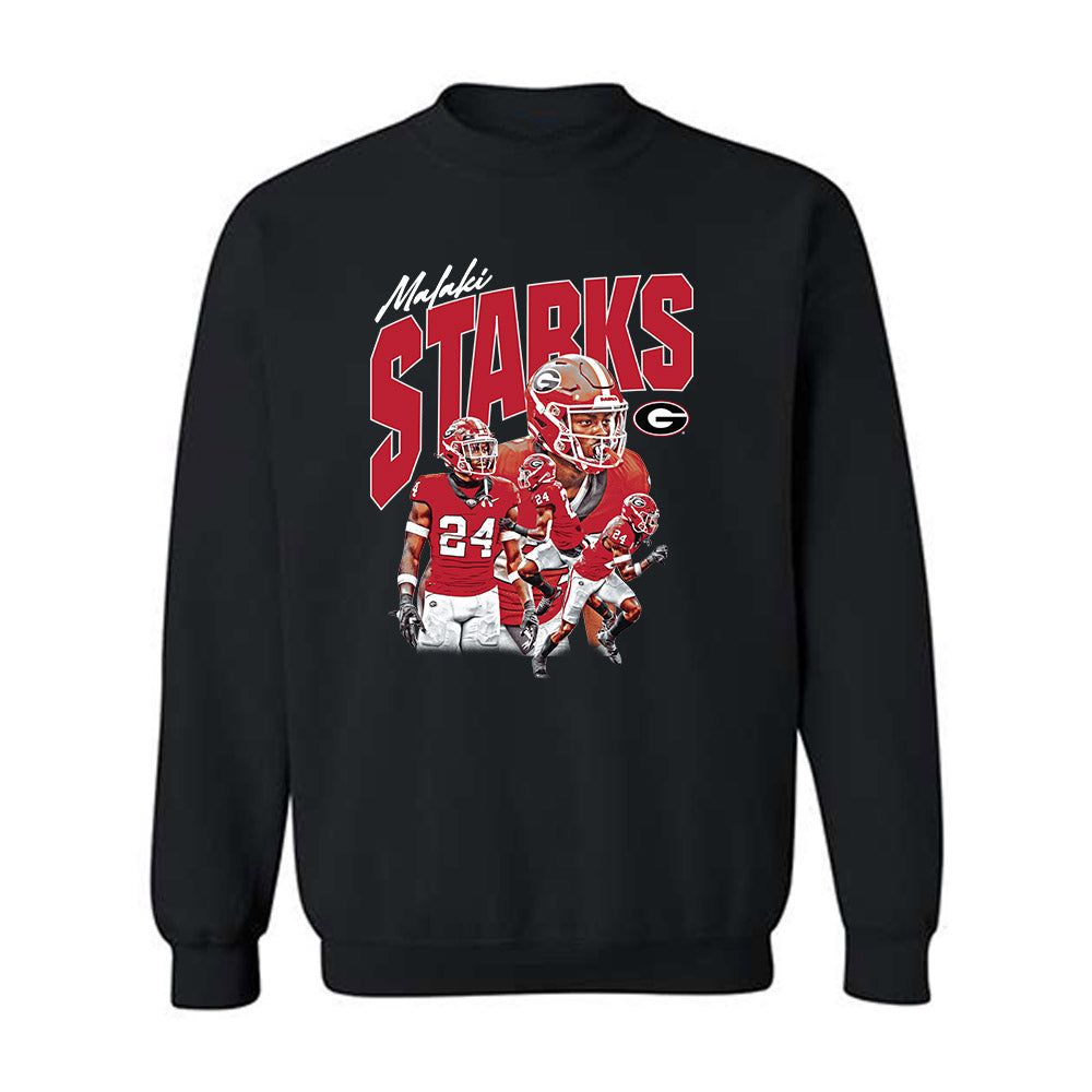 Georgia - NCAA Football : Malaki Starks - Player Collage Crewneck Sweatshirt-0