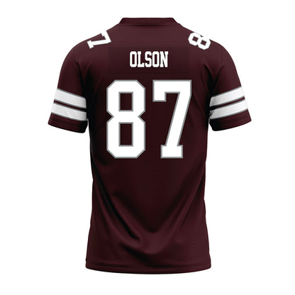 Montana - NCAA Football : Jake Olson - Maroon Premium Football Jersey