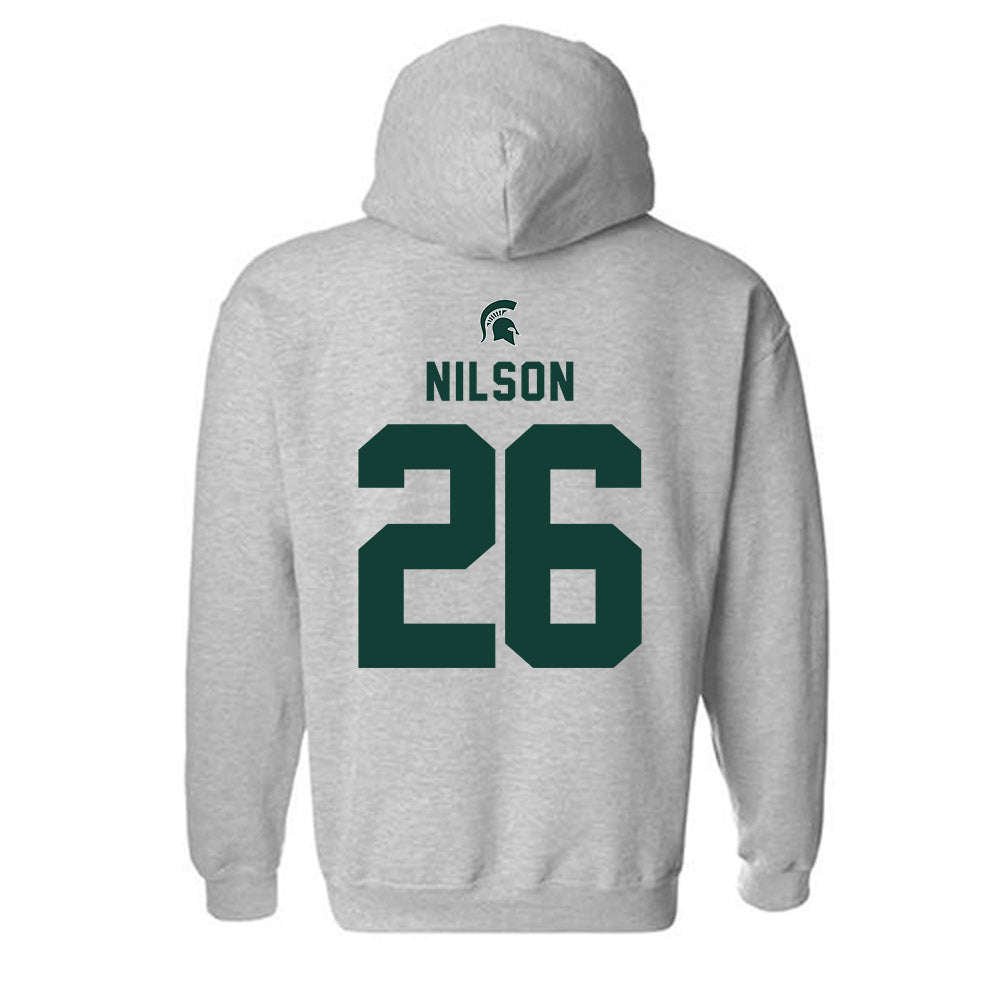 Michigan State - NCAA Men's Ice Hockey : Eric Nilson - Generic Shersey Hooded Sweatshirt-1