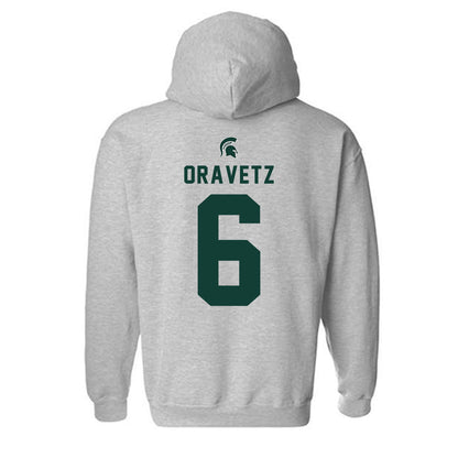 Michigan State - NCAA Men's Ice Hockey : Austin Oravetz - Generic Shersey Hooded Sweatshirt-1