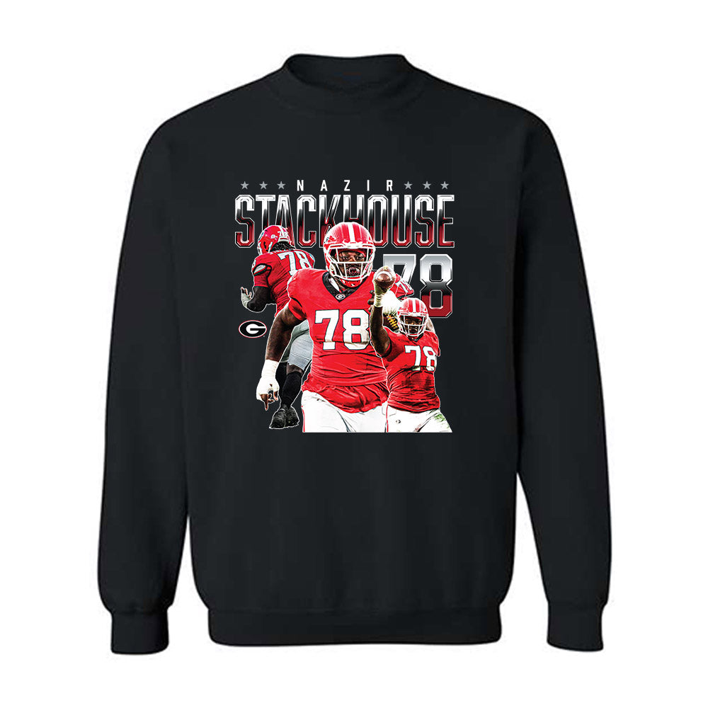 Georgia - NCAA Football : Nazir Stackhouse - Player Collage Crewneck Sweatshirt-0