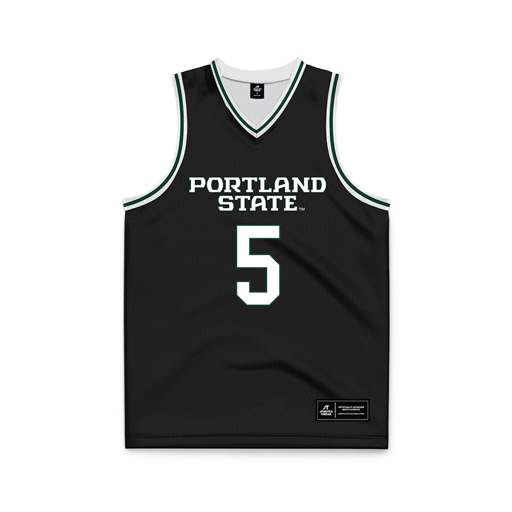Portland State - NCAA Men's Basketball : Jaylin Henderson - Black Basketball Jersey-0