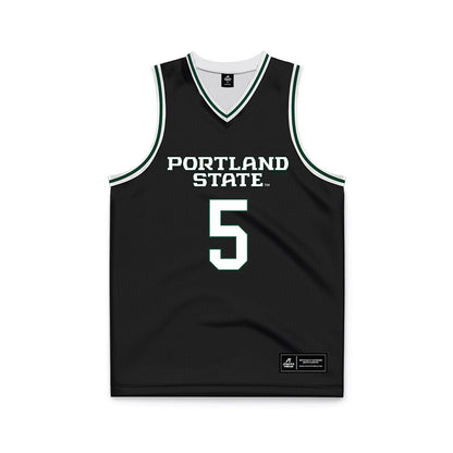Portland State - NCAA Men's Basketball : Jaylin Henderson - Black Basketball Jersey-0