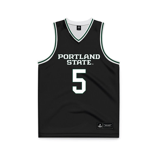 Portland State - NCAA Men's Basketball : Jaylin Henderson - Black Basketball Jersey-0
