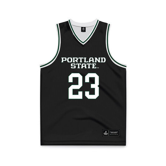 Portland State - NCAA Men's Basketball : Terri Miller - Black Basketball Jersey-0