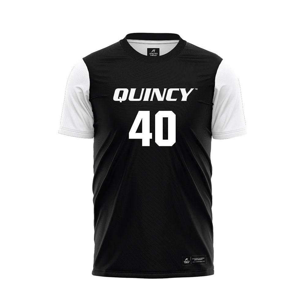 Quincy - NCAA Men's Soccer : Ben Schramm - Black Soccer Jersey-0