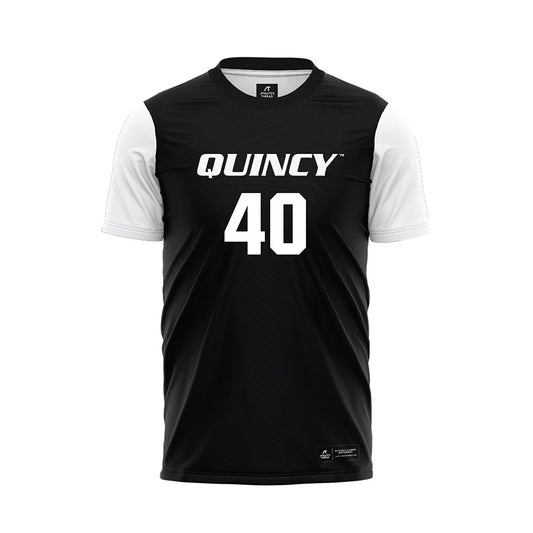 Quincy - NCAA Men's Soccer : Ben Schramm - Black Soccer Jersey-0