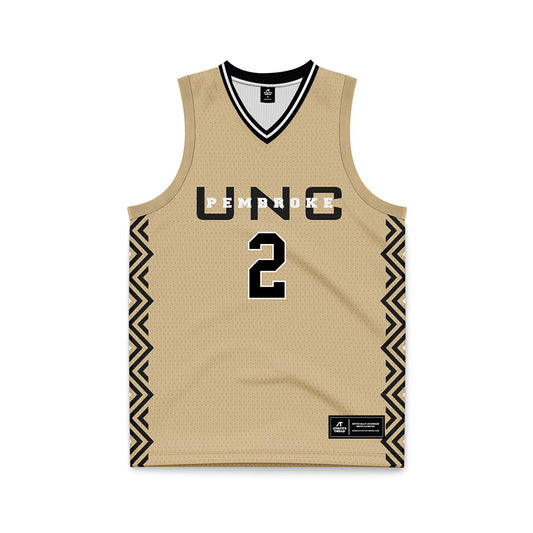 UNC Pembroke - NCAA Women's Basketball : Natalie Evington - Gold Basketball Jersey-0