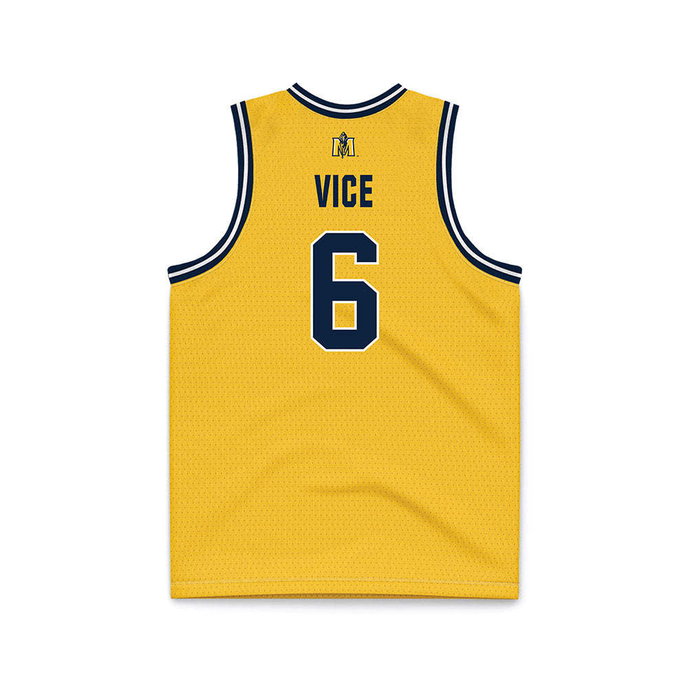 Murray State - NCAA Men's Basketball : brock vice - Gold Basketball Jersey-1