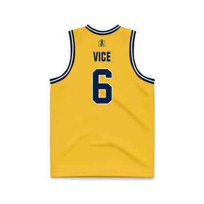 Murray State - NCAA Men's Basketball : brock vice - Gold Basketball Jersey-1