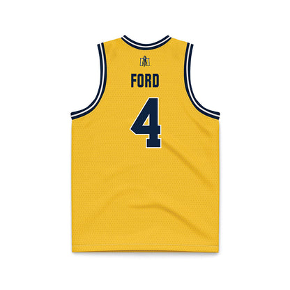 Murray State - NCAA Men's Basketball : Tristian Ford - Gold Basketball Jersey-1