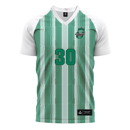 Adams State - NCAA Women's Soccer : Cassandra Jaramillo - Striped Green Soccer Jersey-0