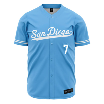 San Diego - NCAA Baseball : Craig Moran - Blue Jersey-0