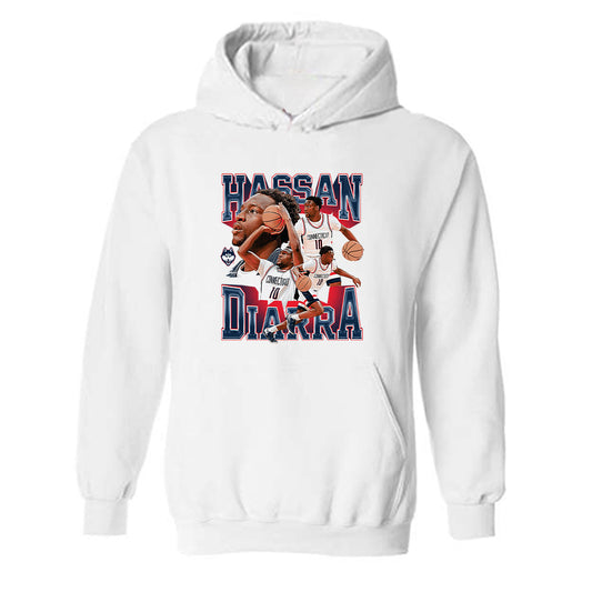 UConn - NCAA Men's Basketball : Hassan Diarra - Player Collage Hooded Sweatshirt-0