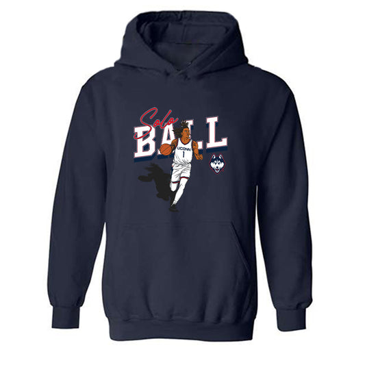 UConn - NCAA Men's Basketball : Solo Ball - Individual Caricature Hooded Sweatshirt-0