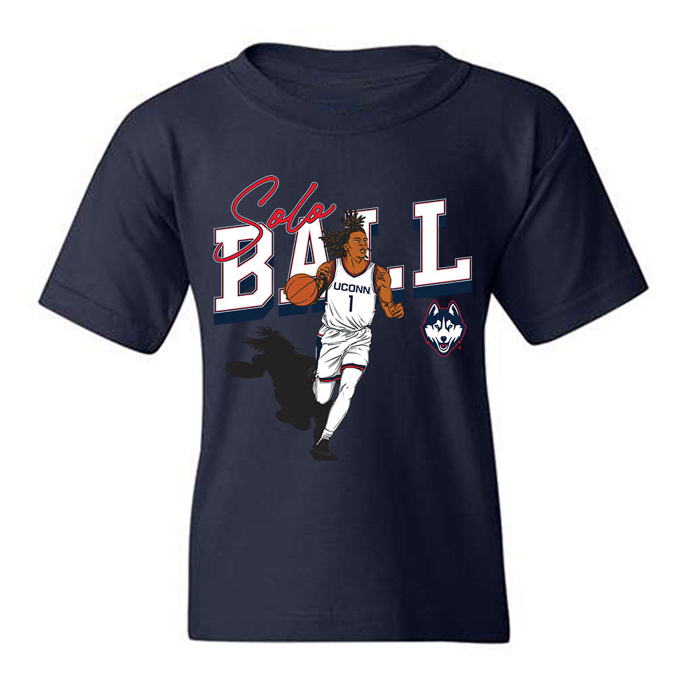 UConn - NCAA Men's Basketball : Solo Ball - Youth T-Shirt-0