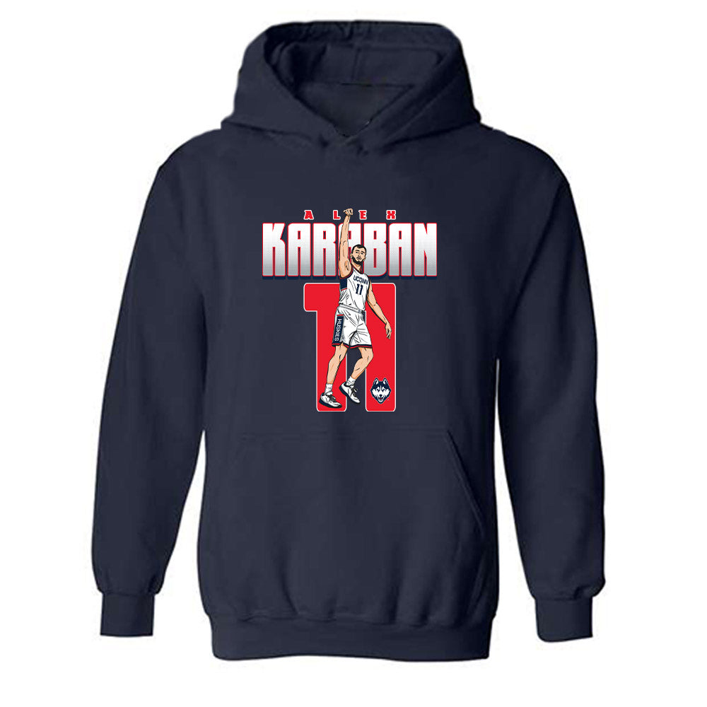 UConn - NCAA Men's Basketball : Alex Karaban - Individual Caricature Hooded Sweatshirt-0