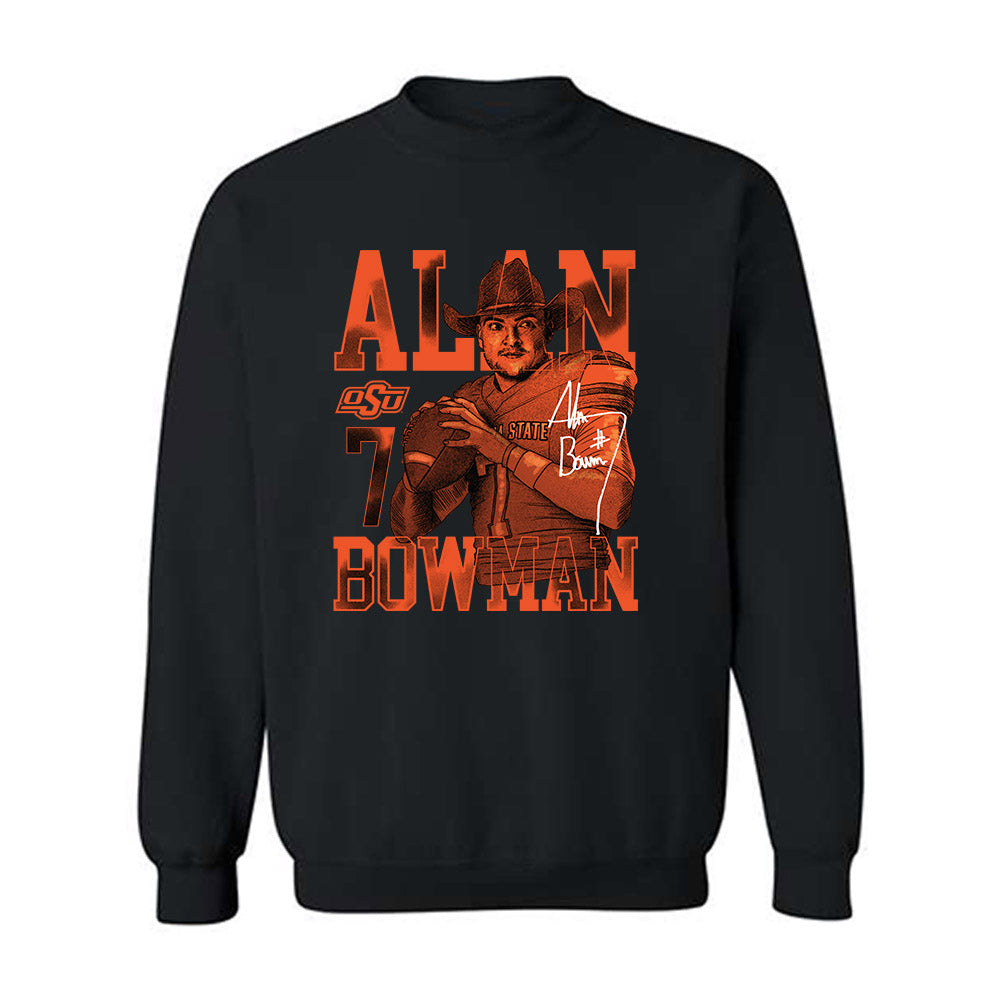 Oklahoma State - NCAA Football : Alan Bowman - Caricature Crewneck Sweatshirt