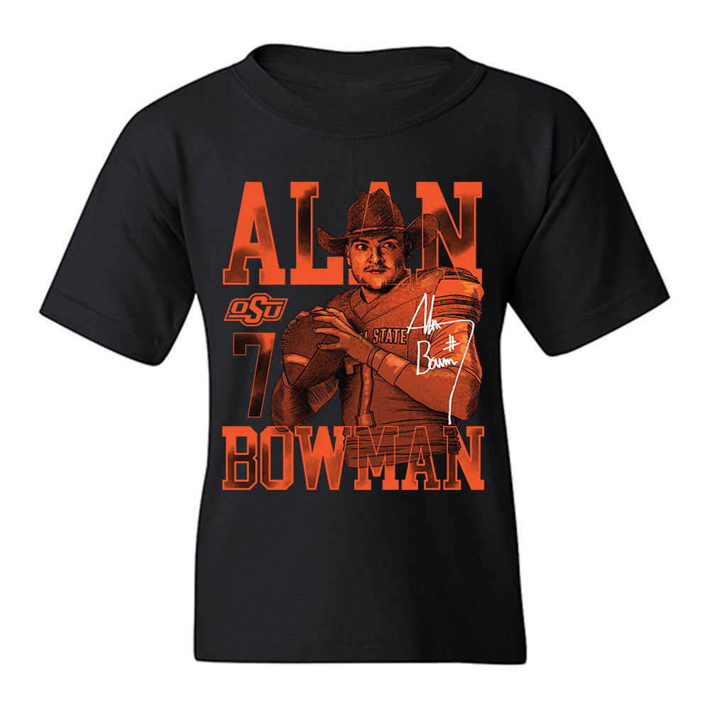 Oklahoma State - NCAA Football : Alan Bowman - Caricature Youth T-Shirt