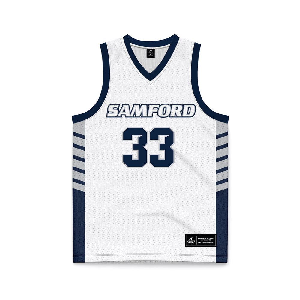 Samford - NCAA Men's Basketball : Jaden Brownell - 2024 White Basketball Jersey-0