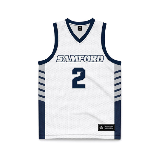 Samford - NCAA Men's Basketball : Jadin Booth - 2024 White Basketball Jersey-0