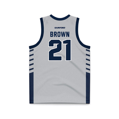 Samford - NCAA Men's Basketball : Corey Brown - 2024 Grey Basketball Jersey-1
