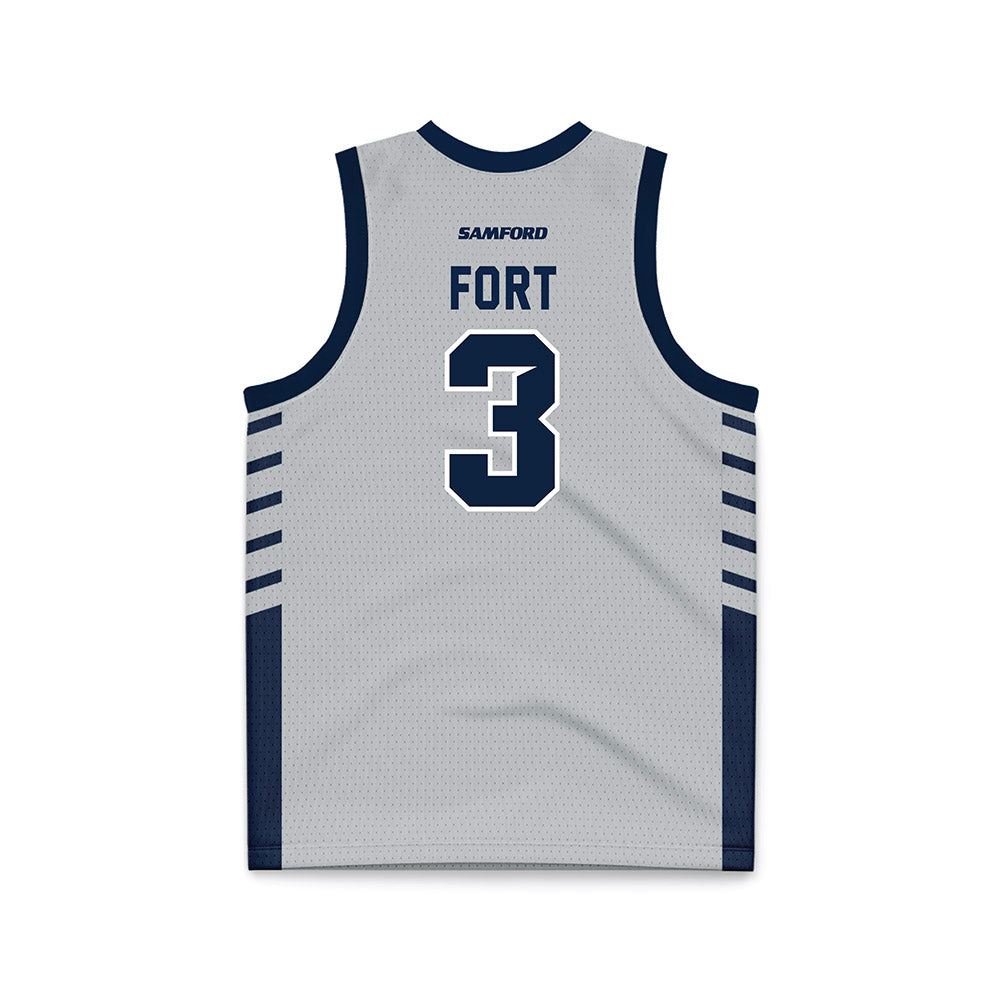 Samford - NCAA Men's Basketball : Trey Fort - 2024 Grey Basketball Jersey-1