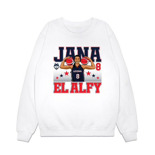 UConn - NCAA Women's Basketball : Jana El Alfy - Caricature Premium Crewneck Sweatshirt-0